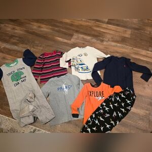 Mixed Boys Pajama & Shirt Lot - Orange, Gray, Navy, Black All Size 7